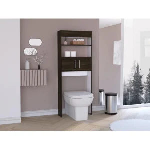 Gabinete de Baño Oporto, Nogal Europeo y Blanco Duqueza, Ahorrador de Espacio