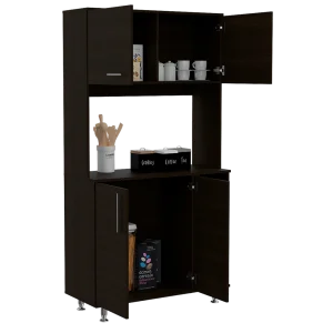 Alacena Everton, Wengue, con Cuatro Puertas y Patas de Acero