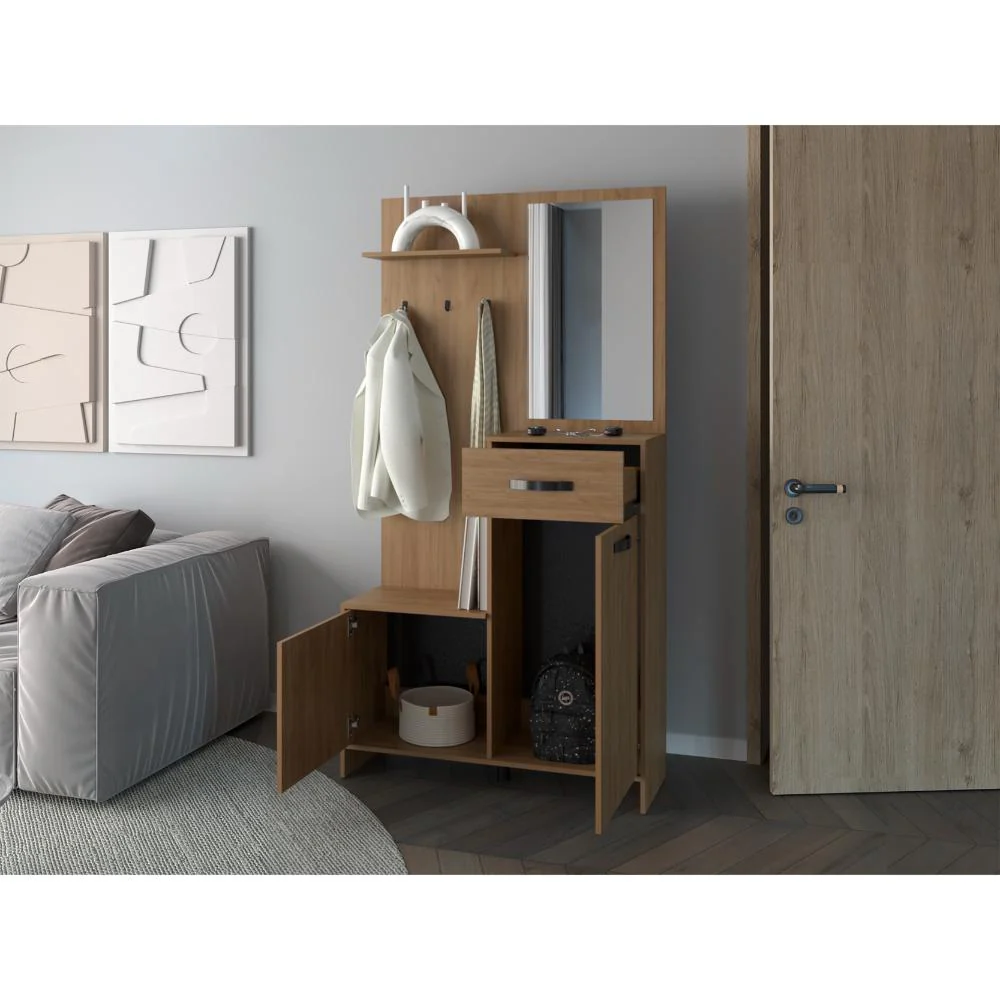 Recibidor Auxiliar Parker, Fresno Europeo, con un cajon y dos puertas ZF - Imagen 4