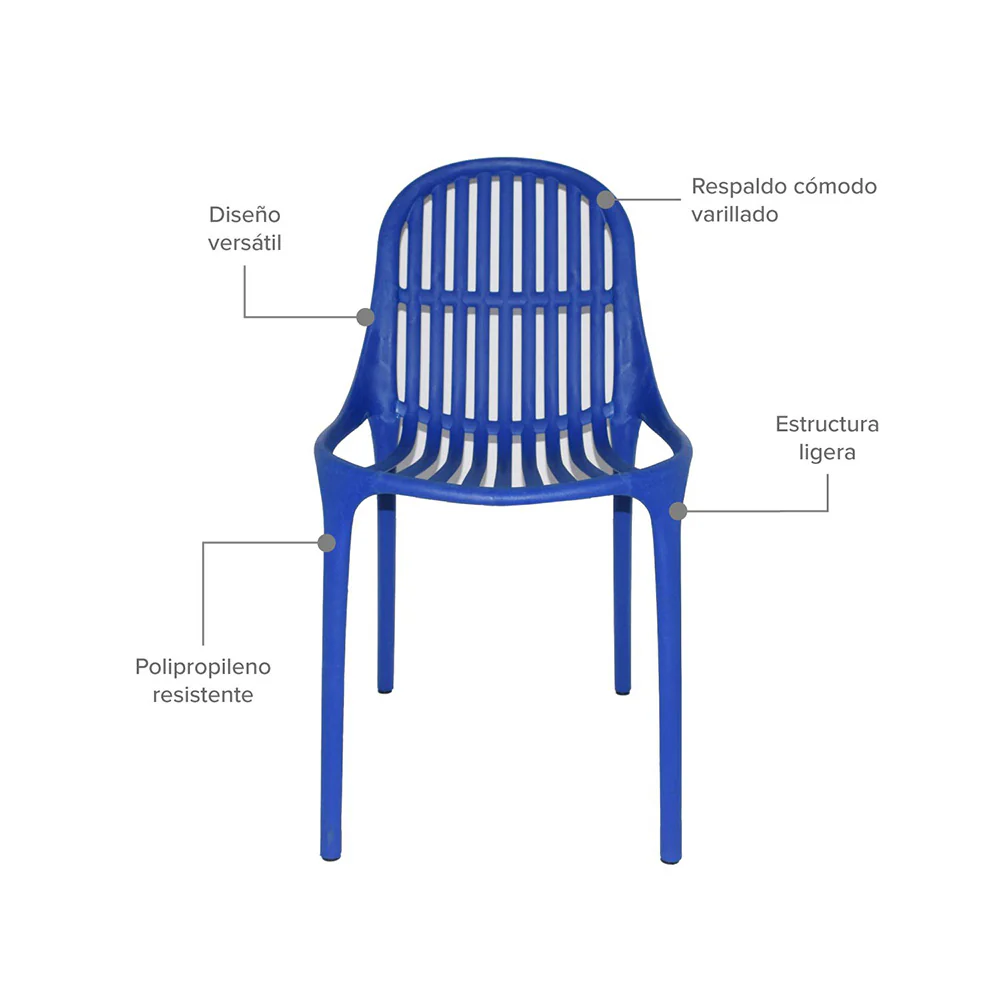 Silla Plástica Alteza, Azul - Imagen 4