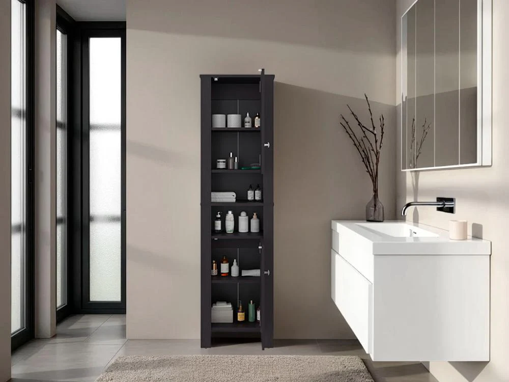 Mueble Auxiliar para Baño Vanes, Wengue, con espacio para objetos decorativos ZF - Imagen 5