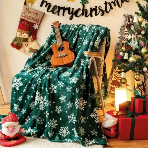 Cobija Christmas Blanket – Copos de Nieve Verdes 200 cm x 230 cm