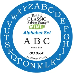 Old Book Alphabet Mini Rubber Mounted Stamps / Kit de Sellos de Goma Alfabeto Mayúscula