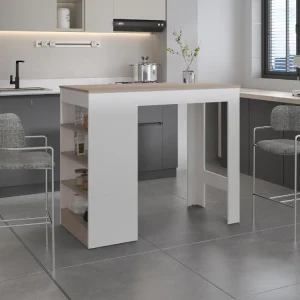 Barra Auxiliar de Cocina Greer, Blanco Duqueza y Bardolino, con espacio para ubicar objetos de cocina