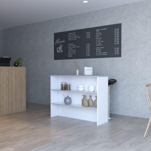 Mueble Multiusos Diamante, Blanco y Cemento, con Dos Entrepaños