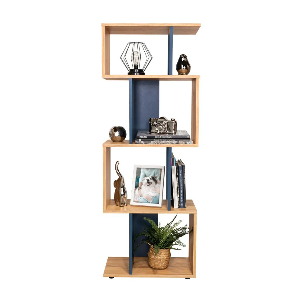 Biblioteca York, Fresno Europeo y Kronos Azul, con espacios para libros y objetos decorativos - Imagen 2