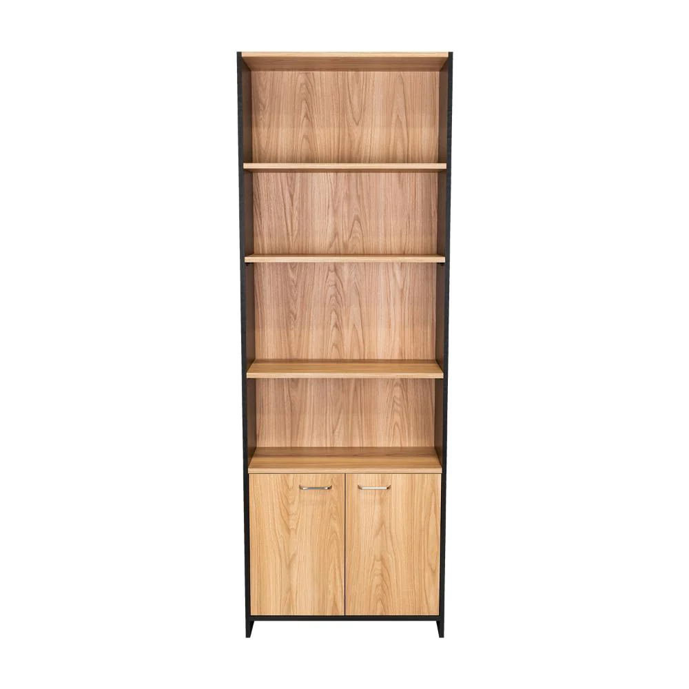 Biblioteca Milán, Fresno Europeo y Wengue, con dos Puertas Abatibles y Cuatro Entrepaños - Imagen 9