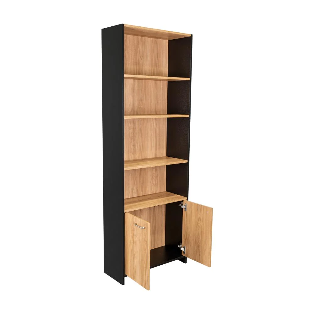 Biblioteca Milán, Fresno Europeo y Wengue, con dos Puertas Abatibles y Cuatro Entrepaños - Imagen 8