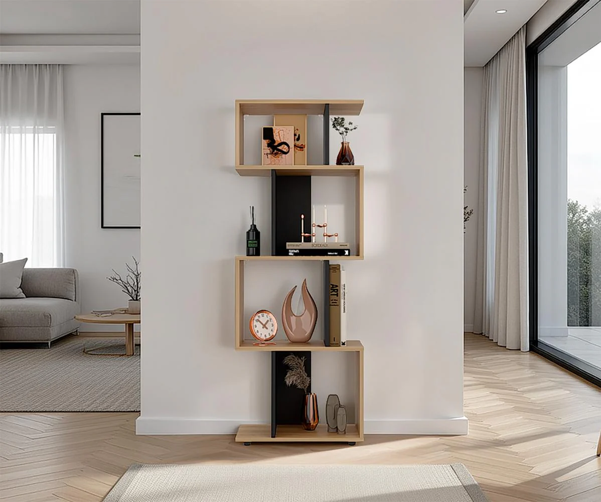 Biblioteca York, Fresno Europeo y Wengue, con espacio para libros y objetos decorativos - Imagen 3