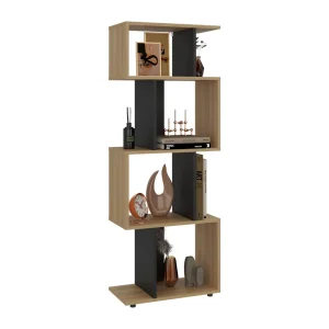 Biblioteca York, Fresno Europeo y Wengue, con espacio para libros y objetos decorativos