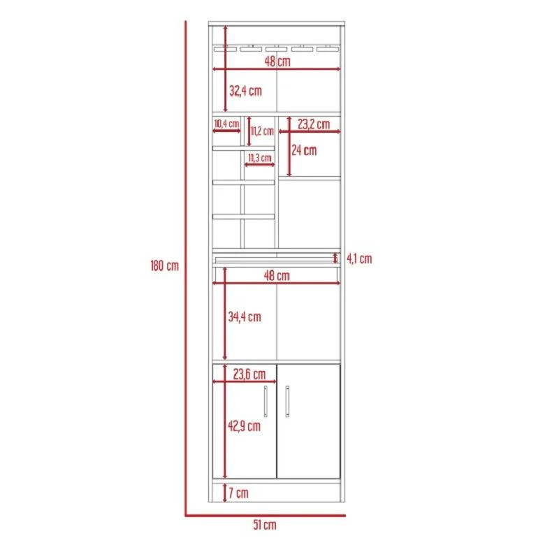 Bar Celeste, Wengue, con Espacio Para Organizar Botellas de Vino y Copas - Imagen 8