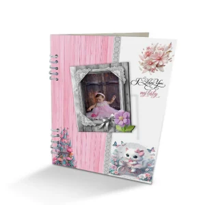 Álbum Niña Gato-03 (24cm x 32cm) Color Blanco y Rosado
