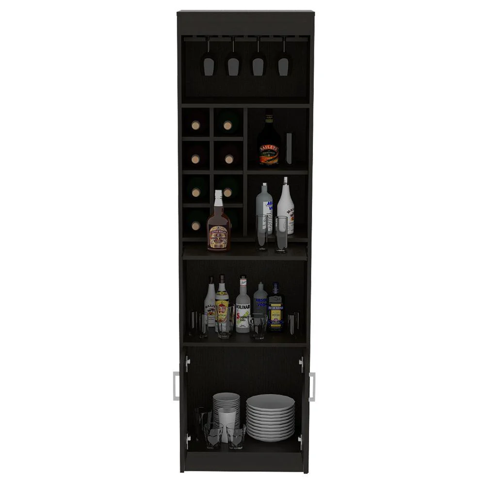 Bar Celeste, Wengue, con Espacio Para Organizar Botellas de Vino y Copas - Imagen 2