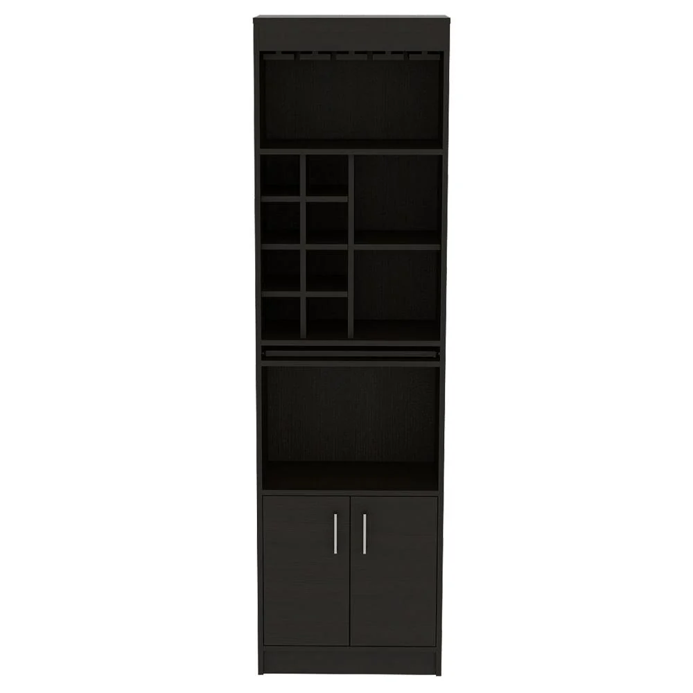 Bar Celeste, Wengue, con Espacio Para Organizar Botellas de Vino y Copas - Imagen 6