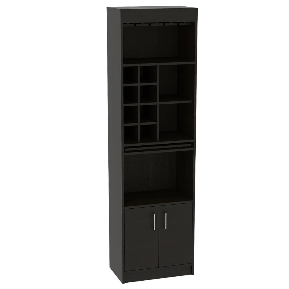 Bar Celeste, Wengue, con Espacio Para Organizar Botellas de Vino y Copas - Imagen 5