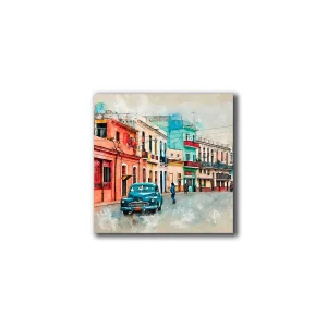 Cuadro Decorativo Calle Cuba S 30X30 cm - Impresion en Tela