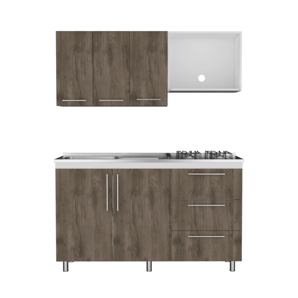 Cocina Integral Rubio, Blanco Duqueza y Nogal, Incluye Mesón Izquierdo - Imagen 2