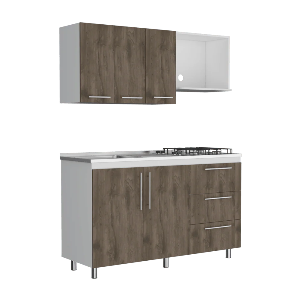 Cocina Integral Rubio, Blanco Duqueza y Nogal, Incluye Mesón Izquierdo - Imagen 6