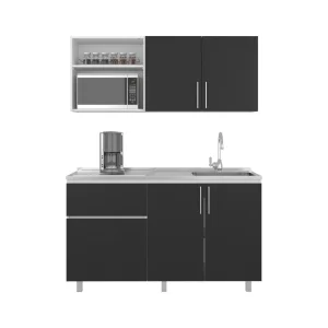 Cocina Integral Ailen, Blanco Duqueza y Wengue, Incluye Mesón Derecho ZF