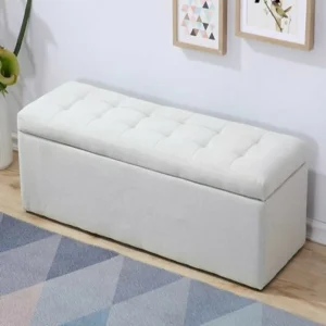 Puff Baúl 80x40 Blanco Tela