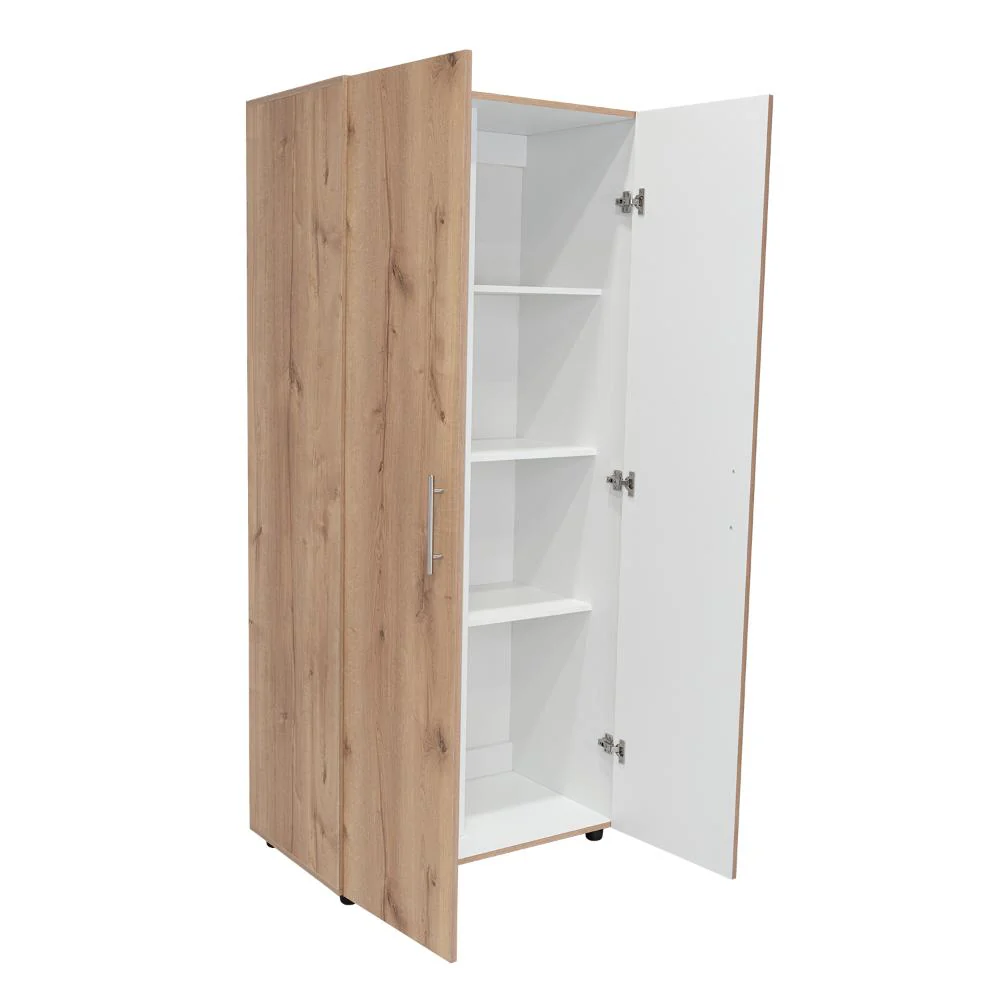 Closet Tera, Café claro y Blanco Vainilla, Dos Puertas Abatibles y Dos Tubos Cromados - Imagen 3