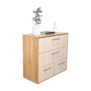 Organizador Sevin, Fresno Europeo y Blanco Duqueza, con cuatro cajones para guardar objetos personales