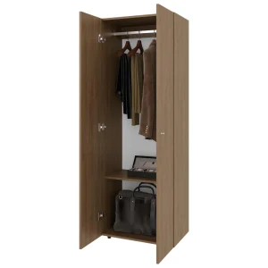 Closet Beico, Fresno Europeo y Blanco Duqueza, con dos Puertas Abatibles y un Tubo cromado ZF