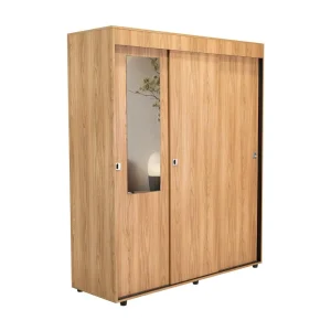 Closet Angelo 150, Fresno Europeo y Wengue, con Tres Puertas Corredizas