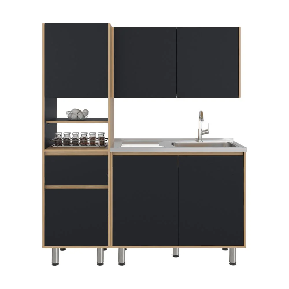 Cocina Integral y Alacena Dali, Fresno Europeo y Wengue, Incluye Mesón Socoda Derecho ZF