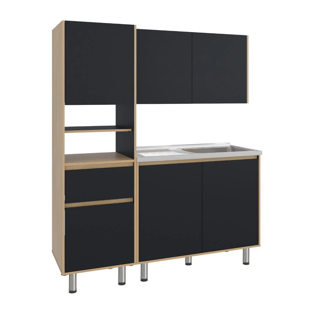 Cocina Integral y Alacena Dali, Fresno Europeo y Wengue, Incluye Mesón Socoda Derecho ZF - Imagen 6