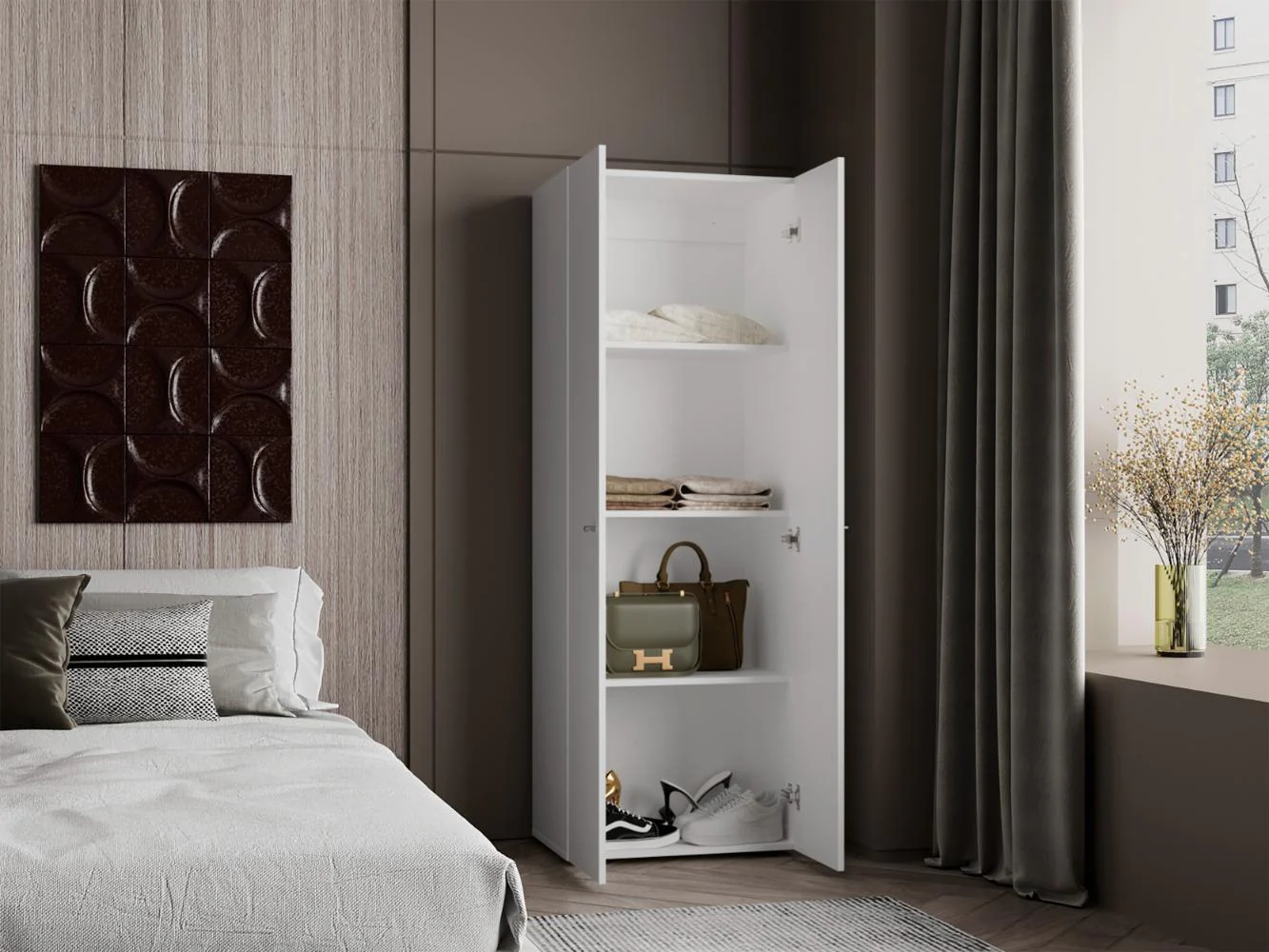 Closet Beico, Blanco Duqueza, con dos Puertas Abatibles y cuatro entrepaños - Imagen 4