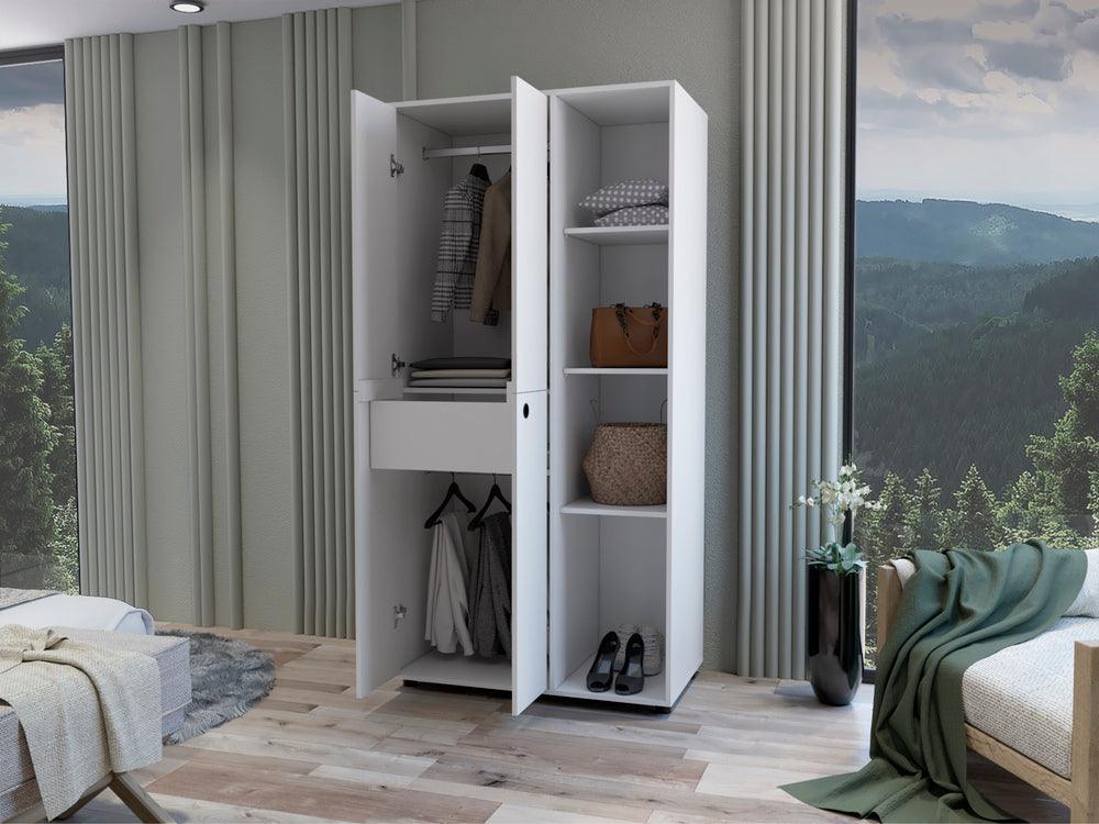Closet Mandi, Blanco, con Dos Tubos y Un Cajon Deslizable ZF - Imagen 6