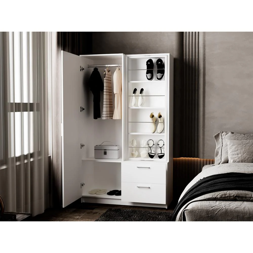 Closet Sevil, Blanco, con espejo y zapatero incluido ZF - Imagen 2
