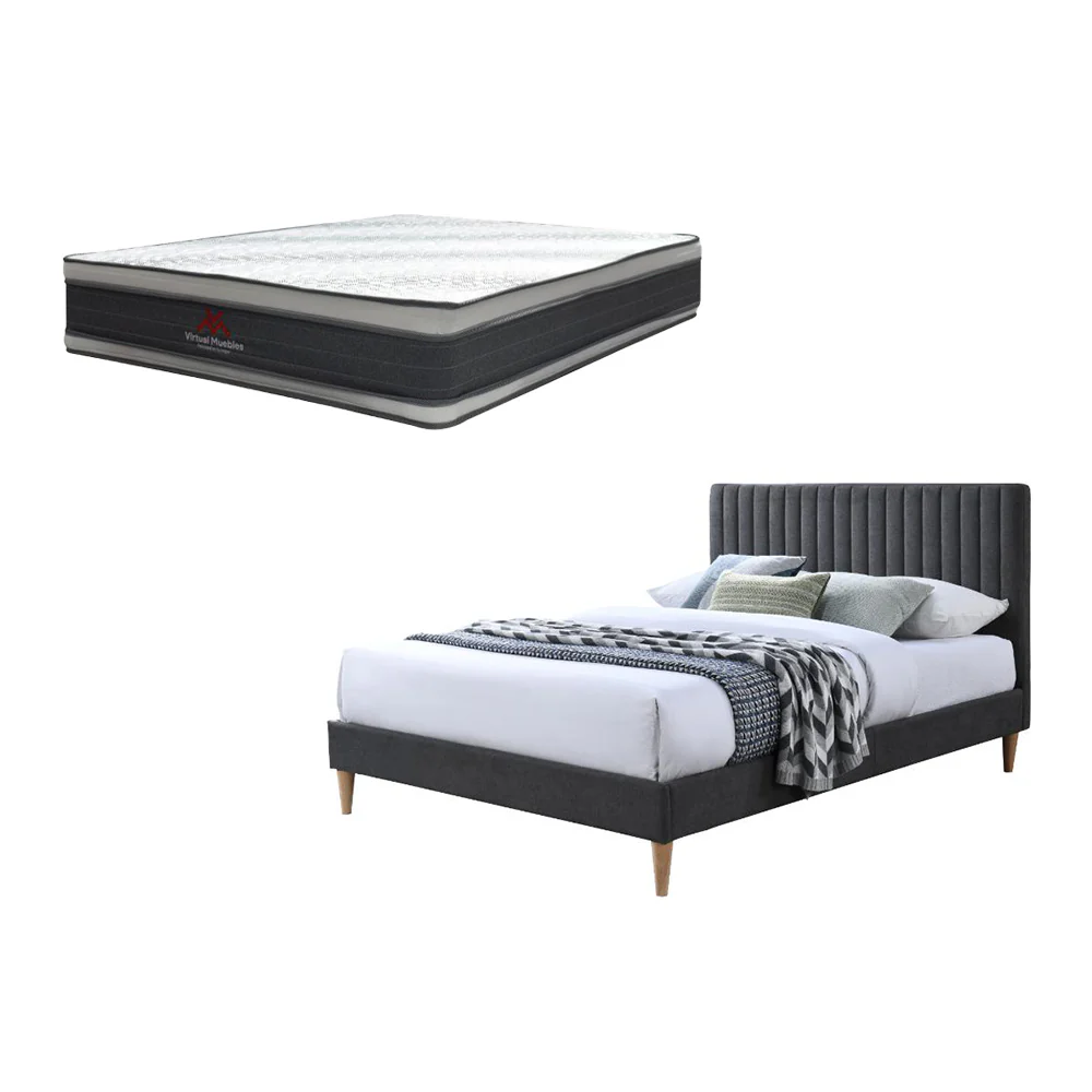 Combo Para Habitación Bruno, Incluye Cama Doble y Colchon 140x190