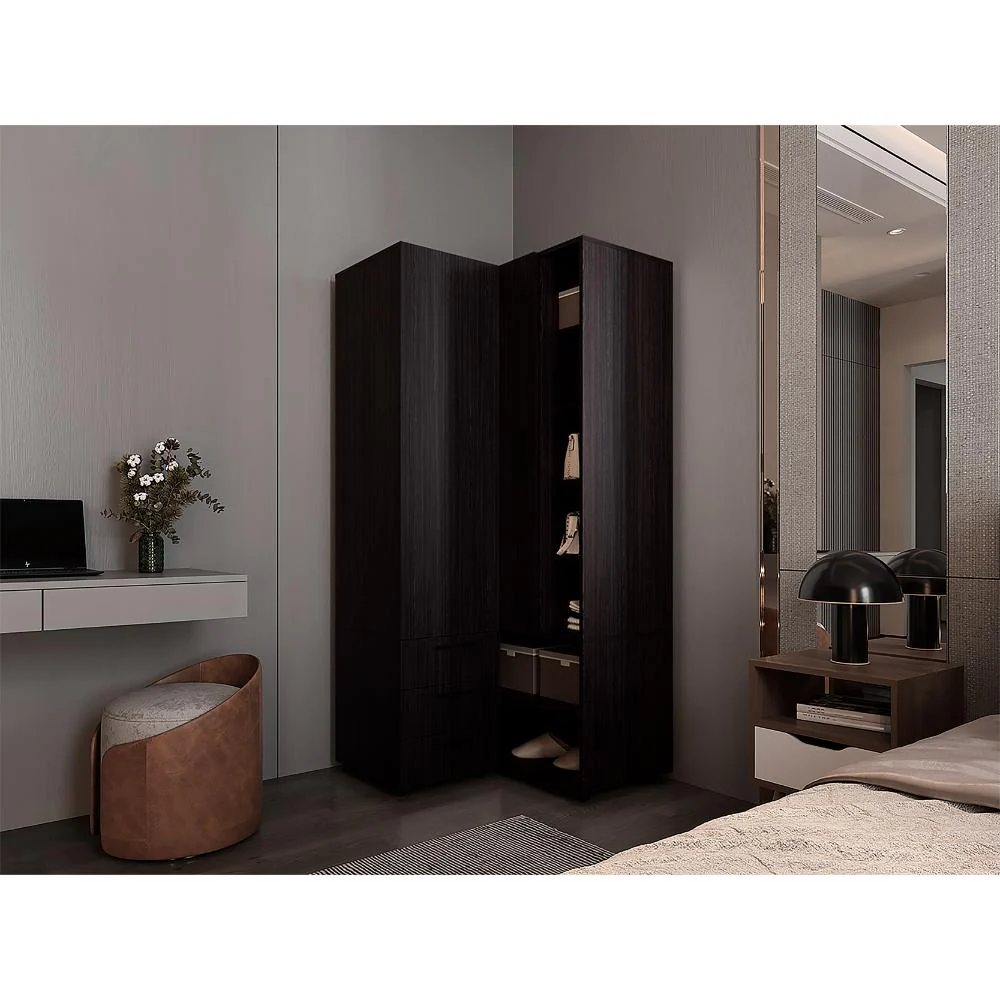 Closet Esquinero Tolu, Wengue, con tres cajones y múltiples espacios ZF - Imagen 2