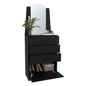 Organizador Praga, Wengue, con tres cajones y una puerta