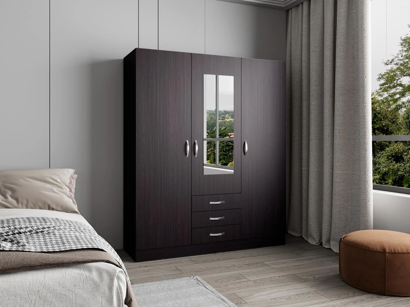 Closet Gate, Wengue, con gran pacidad de almacenamiento incluye espejo ZF - Imagen 3