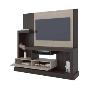 Mesa Para Tv Draven, Nogal y Bardolino, con Espacio Para Televisor de Hasta 55 Pulgadas