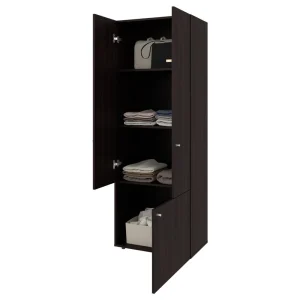 Closet Beico II, Nogal y Negro, con tres Puertas Abatibles y cuatro entrepaños ZF