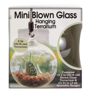 Mini Blown Glass Hanging Terrarium / Terrario Colgante