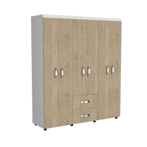Closet Reve, Beige y Blanco Nevado,Con Amplios Espacios y Dos Cajones
