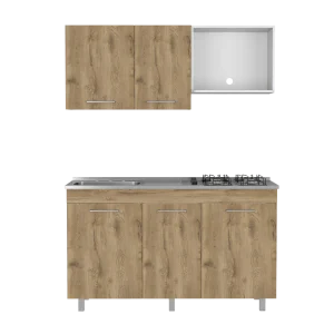 Cocina Integral Deneb, Macadamia y Blanco,  Incluye Mesón Izquierdo