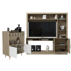 Combo para Sala Unai, Incluye Panel Tv y Mueble Bar