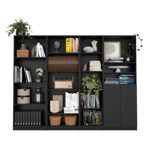 Combo de Bibliotecas Home, Wengue, Incluye Cuatro Bibliotecas.