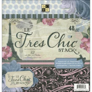 Le Tres Chic Cardstock Stack / Block de 48 Hojas con Motivos de Paris