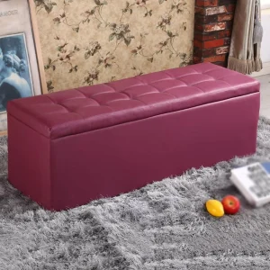 Puff Baúl 80x40 Burdeos Sintético
