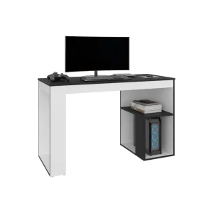 Escritorio Gamer Astana, Blanco Duqueza y Wengue, con dos entrepaños y amplia superficie