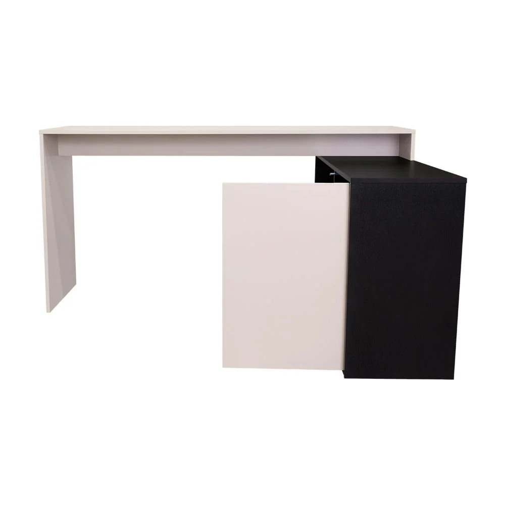 Escritorio en L Cuera, Capri y Wengue, con compartimento para objetos de estudio o decorativos - Imagen 8