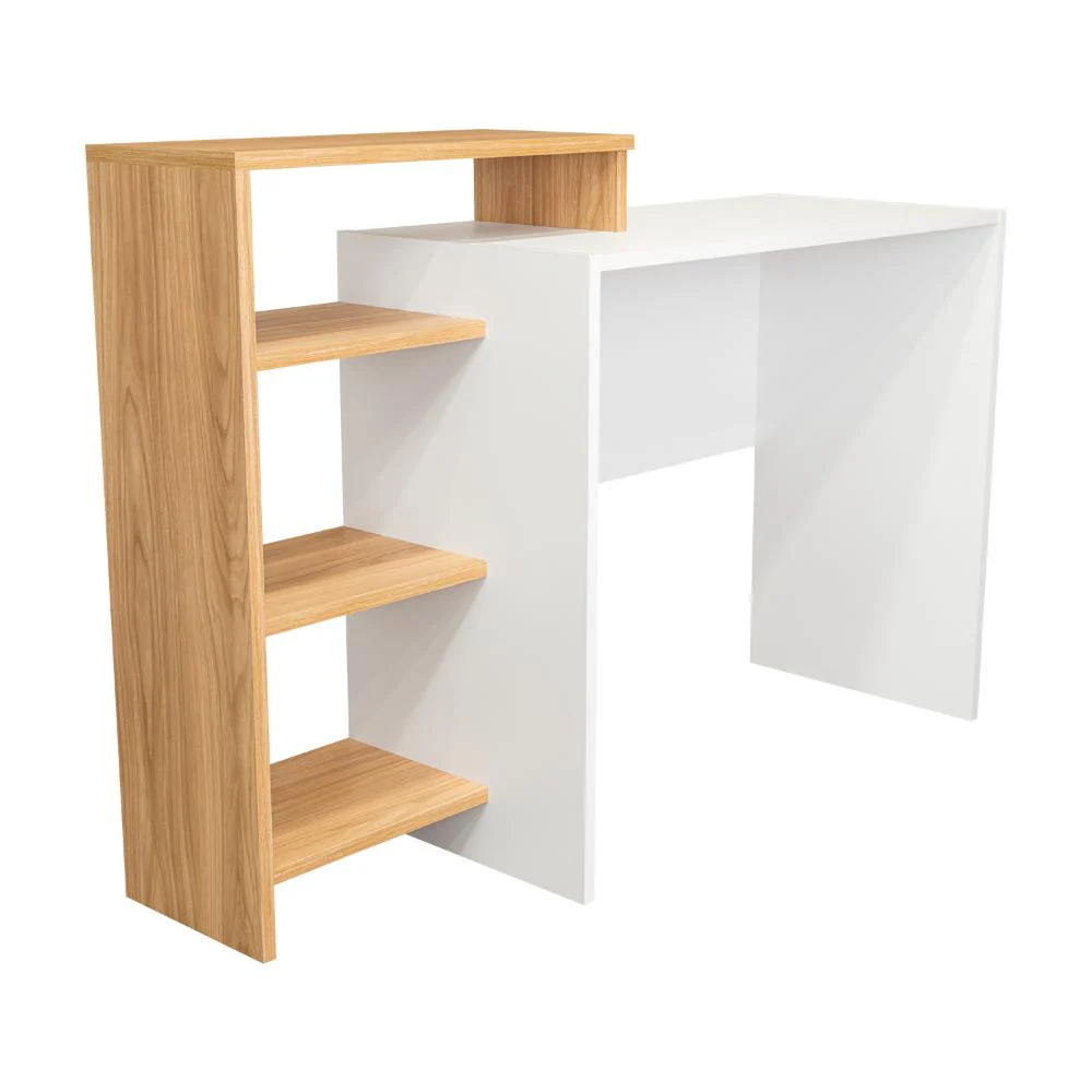 Escritorio Estelar Plus, Café Claro y Blanco, cuenta con tres entrepaños laterales - Imagen 4