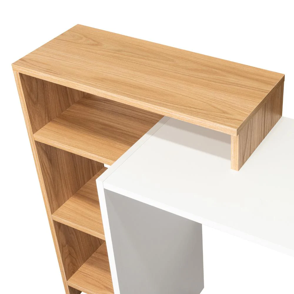 Escritorio Estelar Plus, Café Claro y Blanco, cuenta con tres entrepaños laterales - Imagen 7